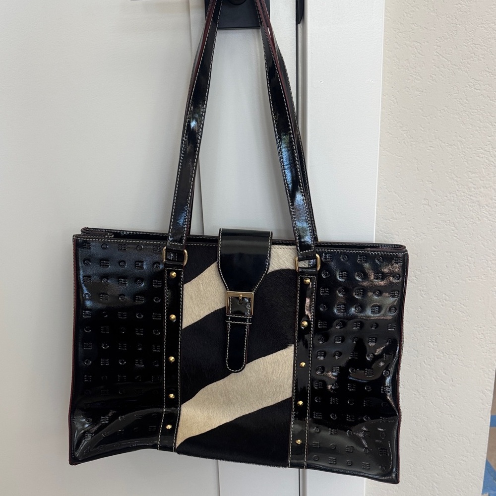 Arcadia Black and Tan Leather Tote Bag